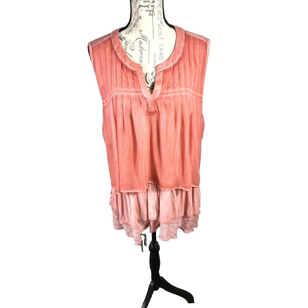 Artesia Women's Blouse Size XL Layered Tank Terra Cotta Sleeveless Festival NWT